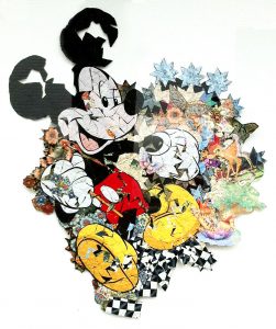 Mickey, 2010, cut collaged fabric, 28”x 25”