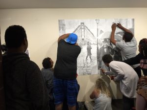 students drawing together